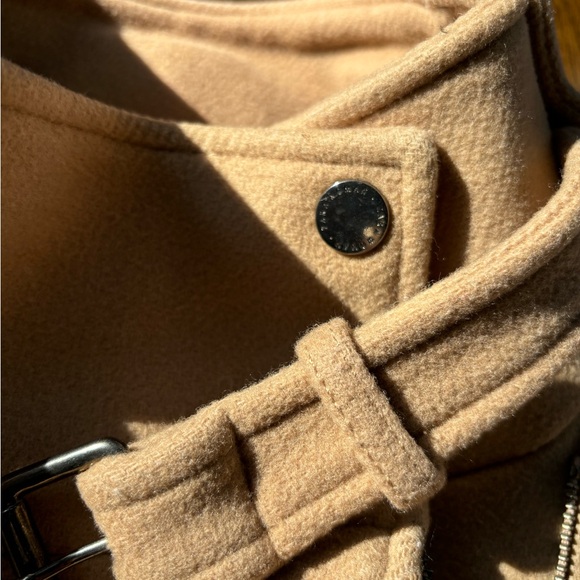 Zara women’s tan camel color cape style zipper wool coat size xs - Picture 3 of 6